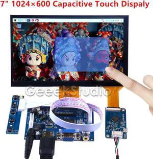 7 inch 1024*600 Capacitive Touch Display Screen Monitor for Raspberry  4B All Platfom/PC/BeagleBone Black Free Driver Plug