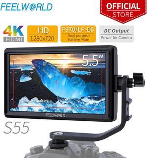 S55 5.5 Inch IPS on Camera Field DSLR Monitor Focus Assist 1280x720 Support 4K  Input DC Output Include Tilt Arm