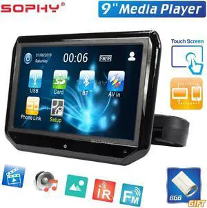 9 inches Car LED Pillow Headrest Monitor Rear Seat Entertainment Multimedia Player MP4/MP5 Mirror Link Detachable Touch Screen