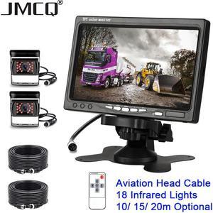 Aviation head Backup Camera 18 infrared lights Night Vision with 7" Vehicle Rear View Monitor Excavator Harvester