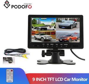 9" TFT LCD Split Screen Quad Monitor CCTV Security Surveillance Car Headrest Rear View Monitor 4 RCA Connectors 6 Mode
