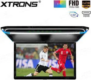17.3" Flip Down Car Monitor Car Roof Monitor Roof Mounted Monitor with Built-in  Input & 130 Degrees Rotating Screen