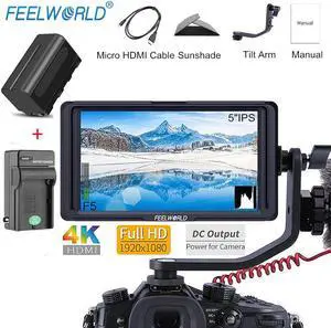 F5 5" DSLR Camera Field Monitor 4K  Full HD 1920x1080 IPS Video Peaking Focus Assist with NP750 Battery + Charger