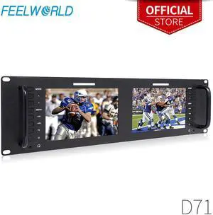 Dual 7" 3RU IPS 1280x800 Broadcast LCD Rack Mount Monitor with 3G-SDI  AV Input Output Dual Screen Industrial Monitor D71