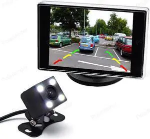 3.5 inch Car Monitor Reversing LCD TFT Display 2 video input Screen With 4 LED Night Vision Rear View Camera