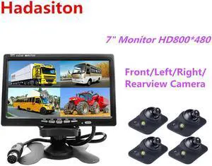 7 inch Car Monitor Headrest monitor 4 split screen 4 AV input Remote control,Front/Left/Right/Rearview camera optional