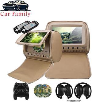 2PCS 9 Inch Car Headrest Monitor DVD Player TFT LCD Screen With Zipper Cover Support IR/FM Transmitte/USB/SD/Speaker/Game