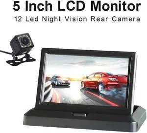 5 Inch TFT LCD 800*480 Foldable Car Monitor Reverse Parking Monitor And 12 LED Night Vision Rear view Camera