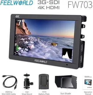 FW703 3G SDI 4K  Camera Field Monitor 7 Inch IPS Full HD 1920x1200 Portable DSLR Monitor for Sony Nikon Canon