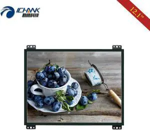 K120TN-DV2/12.1" inch 1024x768 4:3 Metal Shell Open Frame DVI Monitor/12" VGA Embedded Power On Boot LCD Screen Display Monitor