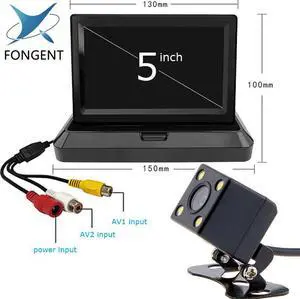 5 inch TFT LCD Color Screen Car monitor Rearview Reversing parking monitor Foldable design Back Up Off Mirror Monitor
