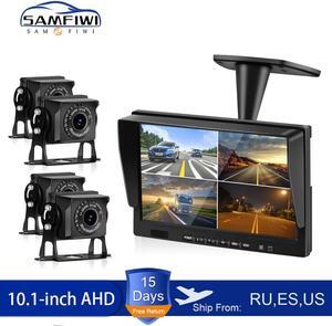 10.1 Inch AHD 4ch Recorder DVR Car Monitor Vehicle Truck Night Vision Rear View Camera Security Surveillance Split Screen Quad