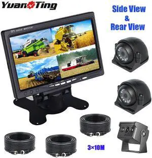 7" TFT Monitor Backup IR Night Vision Rear/Side View Camera Waterproof 4 Pins Aviation Extension Cable for 33FT Trailer