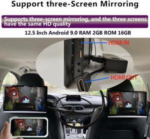 12.5 Inch Android 9.0 2GB+16GB Car Headrest Monitor Same Screen 4K 1080P MP5 WIFI/Bluetooth/USB/SD//FM/Mirror Link/Miracast