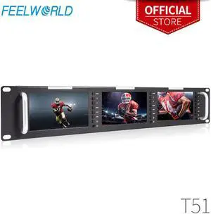 T51 Triple 5 Inch 2RU LCD Rack Mount Monitor with 3G-SDI  AV Input and Output Broadcast Level Quality Monitors