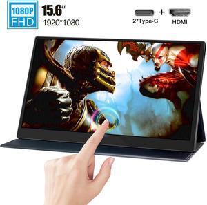 15.6 inch 1080p type c Touch monitor miniHD 1920x1080 touchscreen display with Leather case for laptop phone computer MacBook NS