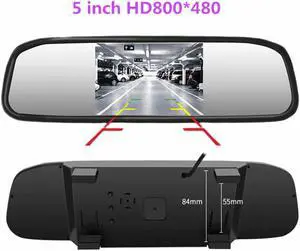 5 inch TFT LCD HD800*480 screen Car Monitor Mirror Reversing Parking Monitor with 2 video input, Rearview camera optional