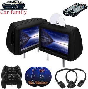 2PCS 10.1 inch Car Headrest Monitor DVD Video Player With FM/IR Transmitter/USB/SD/ Port/Speaker/Game/Gamepad/control