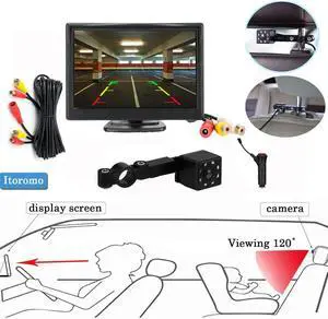 Babi Back Mirror Baby Car Kid Monitor Charger 5 Inch TFT LCD 5" HD Digital  Screen Reverse Rear View Camera DVD VCD