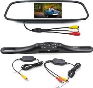 4.3 Inches Car Rearview Mirror Monitor Car Reverse Camera For Vehicle Parking Reversing Image Display With Wireless Transmitter