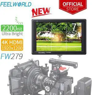 FW279 7 Inch Ultra Bright 2200nit on Camera Field DSLR Monitor Full HD 1920x1200 4K  Input Output High Brightness