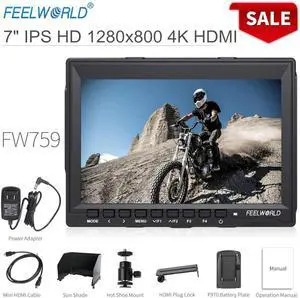 FW759 7inch IPS HD DSLR Camera Field Monitor 4K  1280x800 LCD Display Video Assist for Cameras Shooting Filmmaking