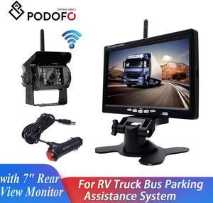 Wireless Backup Cameras IR Night Vision Waterproof with 7" Rear View Monitor for RV Truck Bus Parking Assistance System