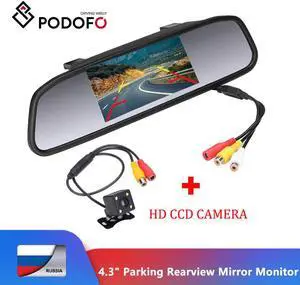 4.3" TFT LCD Car Parking Rearview Mirror Monitor 2 Video Input For Rear View Camera LED Night Vision Reverse Auto Camera