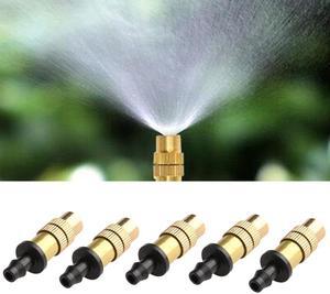 5pcs Threaded Brass Mist Nozzle Misting Spray Sprinkler Gardening Water Cooling Adjustable for Spray Garden Lawn Irrigation