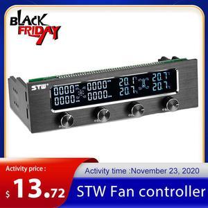 Sunshine-tipway  Multi-Function PC CPU 4 Channel Fan Controller Speed Control Adjuster LCD Cooling Front Panel