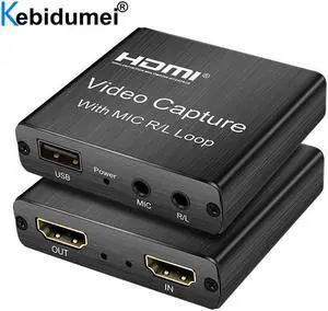 In Audio Out 4K USB 2.0 Capture Card HDMI Loop Out Game Graphics Video Recording Box for PS4 Game Live Streaming USB 3