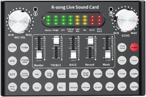 Sound Card Set Broadcast Bluetooth Karaoke Computer Digital Aluminium Alloy Intelligent Changing Cable Audio Mixer Live
