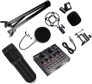 Condenser Microphone with V8 Sound card for Studio Recording Karaoke Singing Mikrofon DJ Echo Mic