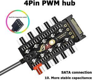 Splitter 1 to 10 4 Pin PWM Cooler Fan  Splitter Extension PC Speed Control Board  Large 4D/SAT Port Power Supply Optional