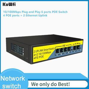 6 port /4 Port PoE Switch, 2 Port Uplink Power Over Ethernet 802.3af/at 78W, Unmanaged Metal Smart Network Switch