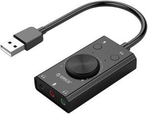 Portable USB External Sound Card Microphone Earphone Two-in-One With 3-Port Output Volume Adjustable For Windows/Mac/Linux