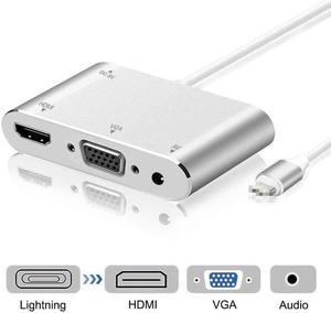 OTG Cable For iPhone To HDMI VGA 3.5mm Adapter Audio Video Adapter For iPhone Extends HUB For iPhone/iPad Air/Mini