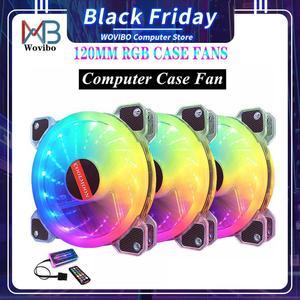 Case Fan 120mm Cooling Fan Cooler PWM Adjustable RGB Led Mute RGB PC Computer Case Fan Radiator with Remote Control