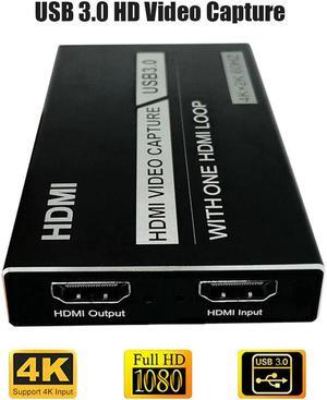 4K 60Hz Video Capture Card HDMI USB 3.0 Video Record Box Loop Out for Recording Live Streaming for VLC Amcap OBS 480MB/S