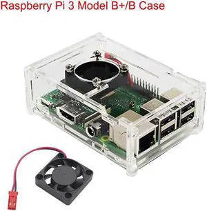Case for Raspberry Pi 3 Model B+/Raspberry Pi 3 Transparent Box Cover Shell with Cooling Fan for Raspberry Pi
