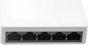 Network Switch 5 Ports Fast Ethernet 10/100Mbps LAN Switcher Hub with Power Adapter for Desktop PC