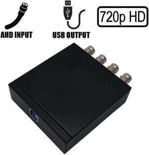 4CH 720P AHD to USB 3.0 Capture Card UVC Playback Card for Live Streaming Support vMix OBS Studio iSpy etc.