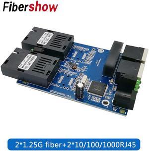 Ethernet fiber switch 2 RJ45 UTP 2 SC fiber  Fiber Optical Media Converter 2SC 2RJ45 Ethernet 10/100/1000M PCB