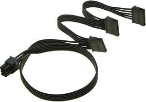 6Pin Male 1 to 3 SATA 15Pin Female Power Supply Cable Port Multiplier PCIe Graphics Card Power Port for for Seasonic KM3 Series