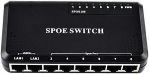 8 Port POE Switch Ethernet with 90W Power Adapter for Network IP Cameras or Wireless PoE Splitter for CCTV EU Plug