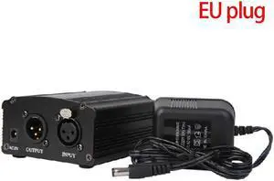 48V Phantom Power Supply Adapter Condenser Microphone Sound Card Plug EU Plug