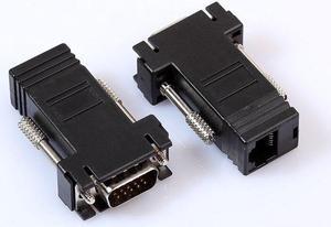 2pcs/lot VGA 15 Pin Male to RJ45 Female Adapter Connector,VGA Extender to CAT5 CAT6 Ethernet Extend Video