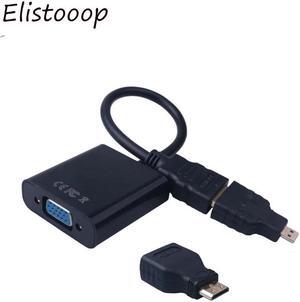 HDMI to VGA Adaptor Micro HDMI Mini HDMI Male Adapter to VGA Female 1080p Converter For Laptop Xbox 360 PS3 PS4