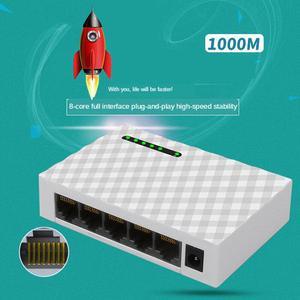 5-Port Desktop RJ45 Fast Lan Network Switch Gigabit Switch Ethernet 100/1000M Switching Hub Adapter Full/ Half Duplex Stackable