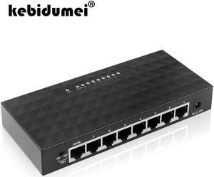 Newest 8 Ports High Speed Gigabit Network Switch 10/100/1000Mbps Ethernet Smart Switcher High Performance with DC Power Adapter
